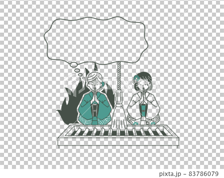 Two women worshiping and balloons-2 colors Two women worshiping and balloons-2 colors 83786079