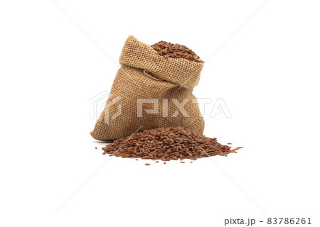 Flax seed in a hessian sack Flax seed in a hessian sack 83786261