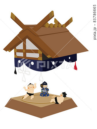 スポーツのイラスト素材 相撲のクリップアート 力士と行司 土俵 国技館のイメージ のイラスト素材