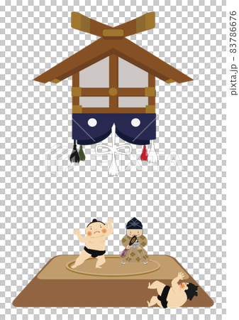 スポーツのイラスト素材。 相撲のクリップアート。 力士と行司。土俵。国技館のイメージ。 スポーツのイラスト素材。 相撲のクリップアート。 力士と行司。土俵。国技館のイメージ。 83786676