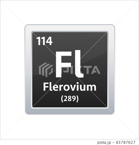 Flerovium symbol. Chemical element of the periodic table. Vector stock illustration. 83787627