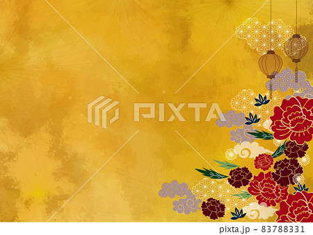 花と和柄の背景素材：金の背景のイラスト素材 [83788331] - PIXTA
