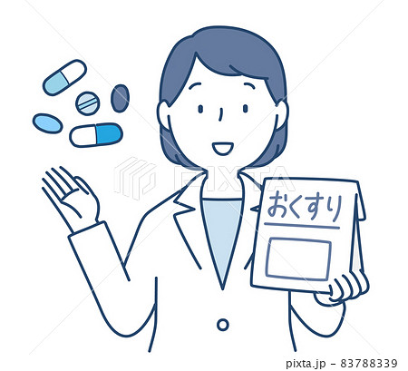 薬の説明をする女性の薬剤師 83788339