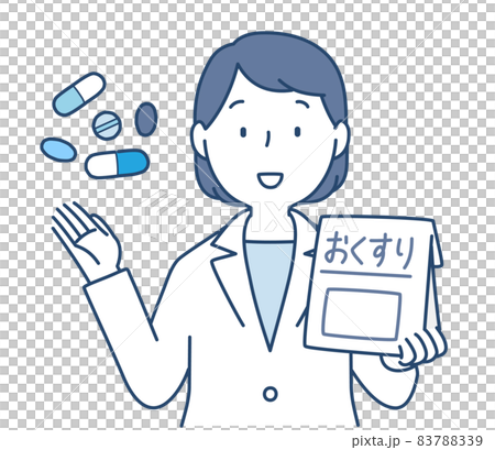 薬の説明をする女性の薬剤師 83788339