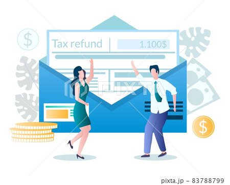 People getting paid money back, vector illustration. Tax refund, tax rebates concept. People getting paid money back, vector illustration. Tax refund, tax rebates concept. 83788799