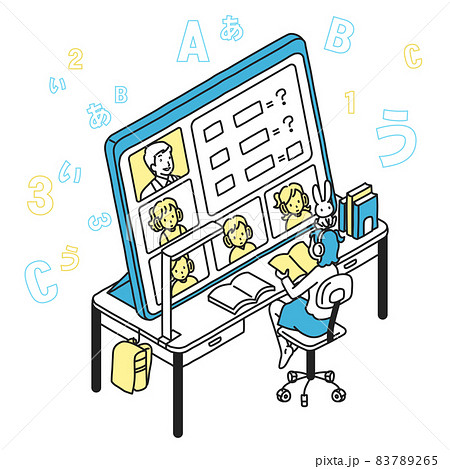 タブレットPCで勉強をする女子小学生 タブレットPCで勉強をする女子小学生 83789265