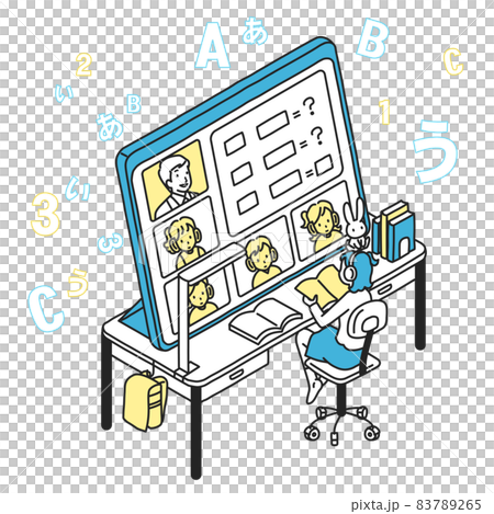 タブレットPCで勉強をする女子小学生 タブレットPCで勉強をする女子小学生 83789265