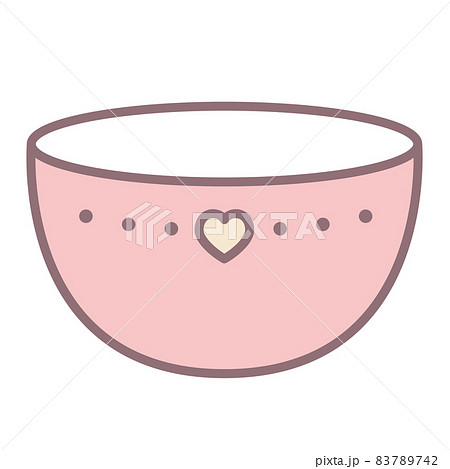 ピンクのかわいいボウルのイラスト キッチンツールのイラスト素材 7742