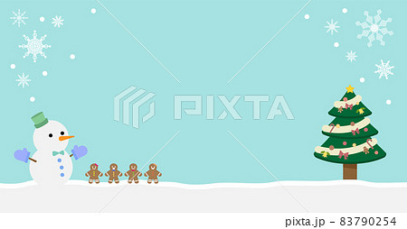 クリスマスの広告バナーデザイン628*1200 雪だるまとクリスマスツリー ベクター クリスマスの広告バナーデザイン628*1200 雪だるまとクリスマスツリー ベクター 83790254