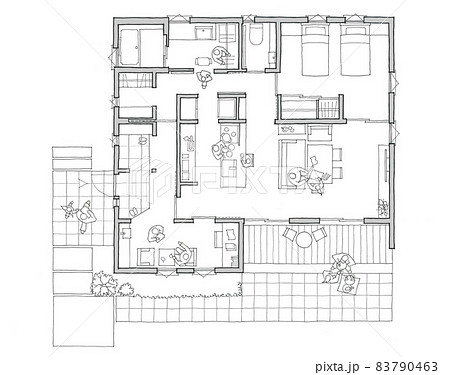 ウッドデッキや趣味スペースのある終の棲家(グレー) 83790463