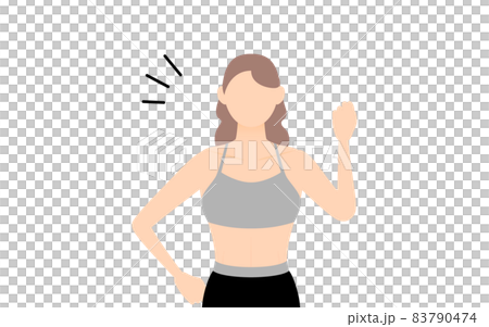 Female sports gym instructor encouraging with guts pose Female sports gym instructor encouraging with guts pose 83790474