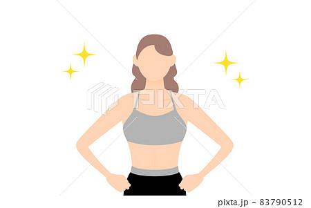 腰に手を当てて立つスポーツジムインストラクターの女性 83790512