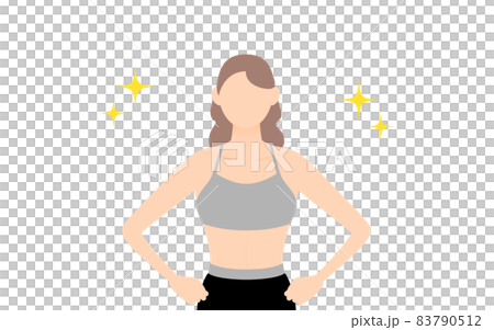 腰に手を当てて立つスポーツジムインストラクターの女性 83790512