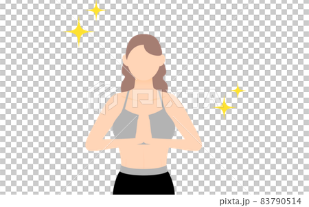 バストアップ体操をするスポーツジムインストラクターの女性 バストアップ体操をするスポーツジムインストラクターの女性 83790514