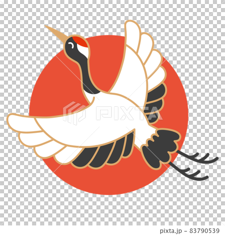 鶴 日本鶴 鳥 年賀状 年賀状素材のイラスト素材