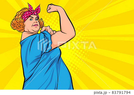 fat woman gesturing confident actions we can do it 83791794