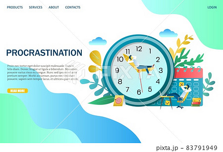 Procrastination vector website landing page design template Procrastination vector website landing page design template 83791949
