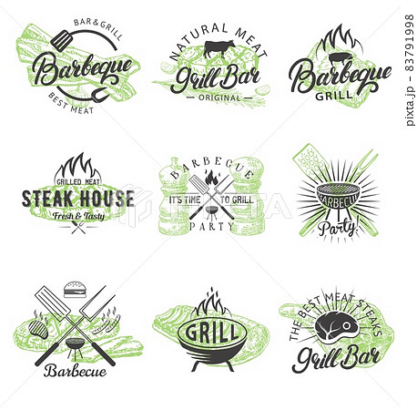 Vector set of vintage bbq badges labels logos 83791998