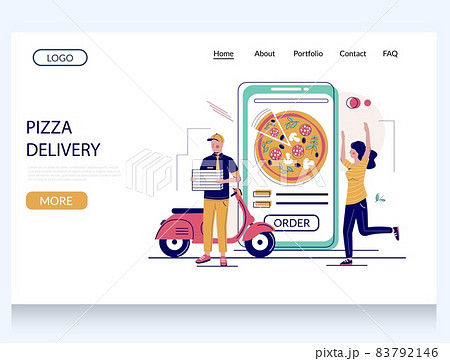 Pizza delivery vector website landing page design template 83792146