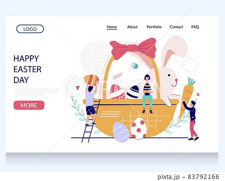 Happy Easter Day vector website landing page design template 83792166