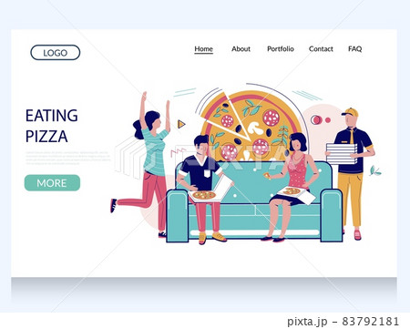 Eating pizza vector website landing page design template Eating pizza vector website landing page design template 83792181