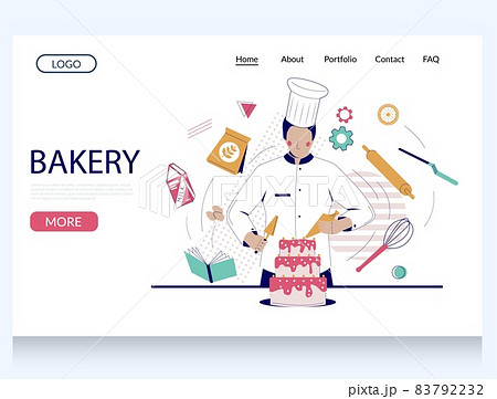 Bakery vector website landing page design template 83792232