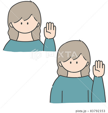 挙手_女の子1(カラーバージョン) 挙手_女の子1(カラーバージョン) 83792353