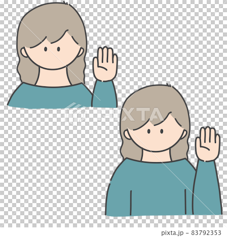 挙手_女の子1(カラーバージョン) 挙手_女の子1(カラーバージョン) 83792353