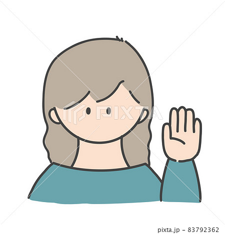 挙手_女の子1(カラーバージョン) 挙手_女の子1(カラーバージョン) 83792362
