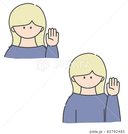 挙手_女の子 挙手_女の子 83792483