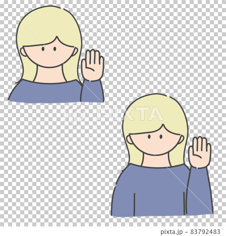 挙手_女の子 挙手_女の子 83792483