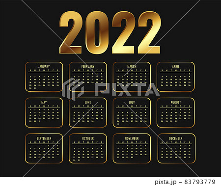 new year 2022 calendar design in golden style 83793779