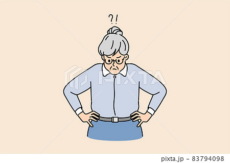 Unhappy mad old grandmother feel frustrated angry Unhappy mad old grandmother feel frustrated angry 83794098