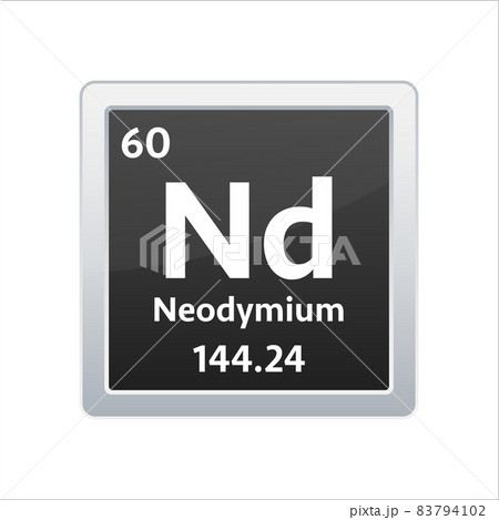 Neodymium symbol. Chemical element of the periodic table. Vector stock illustration. 83794102