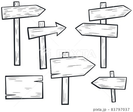 Set of wooden pointers sketch hand drawing. 83797037