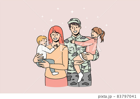 Happy military dad reunited with wife and kids 83797041