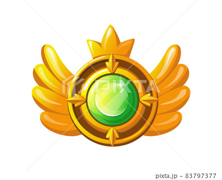 Amulet with wings. Old egypt magical award in game, cartoon vector illustration 83797377