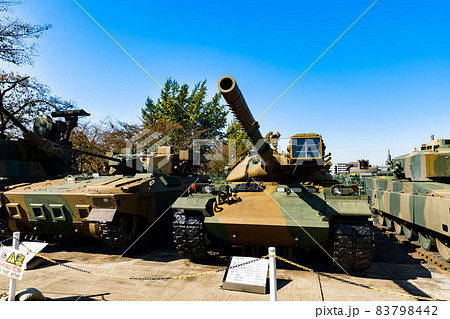 埼玉県朝霞市 陸上自衛隊広報センターりっくんランド 74式戦車の写真素材