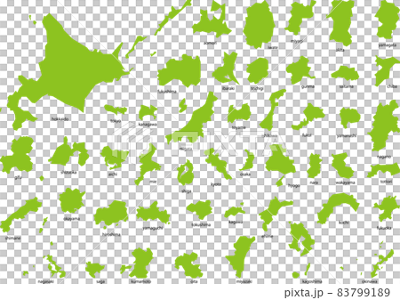 シンプルな都道府県の地図セット 83799189