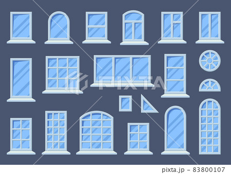 Cartoon Windows White Frames Icons Set Flat...のイラスト素材 [83800107] - PIXTA