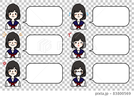 Person illustration _ high school girl facial expression set 83800569