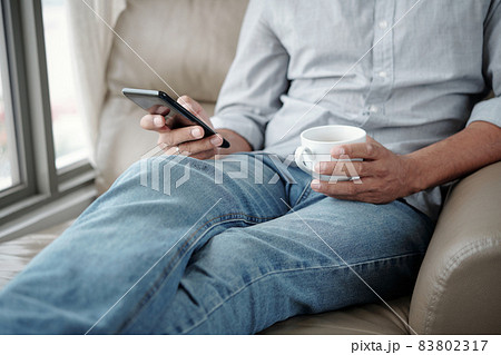 Man Checking Social Media Online Man Checking Social Media Online 83802317