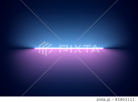 Neon illumination background. Abstract 80s or synthwave styled backdrop with blue and purple lamp on the wallpaper. 83803111