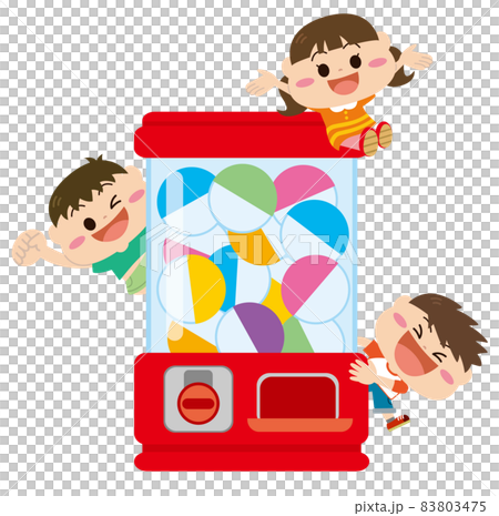 ガチャガチャ　ガシャポン　抽選会　子供たち 83803475