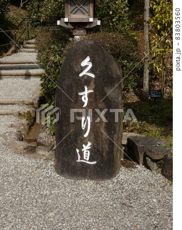 薬に関連する神社の薬になる樹木を植えた道の入り口　【大神神社】 83803560