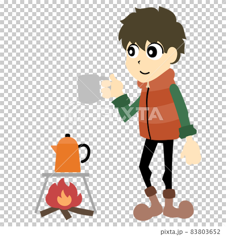 アウトドアキャンプを楽しむ男性 アウトドアキャンプを楽しむ男性 83803652