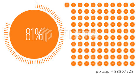Set of circle percentage diagrams from 0 to 100 83807528