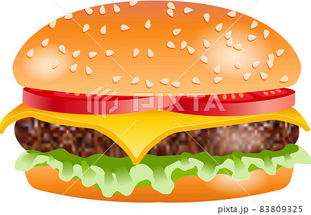 Hamburger with cheese and tomato, vector illustration 83809325