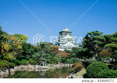 日本庭園と大阪城 日本庭園と大阪城 83809571