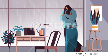 unhappy depressed businesswoman under standing near workplace feeling desperate mental health diseases 83809660